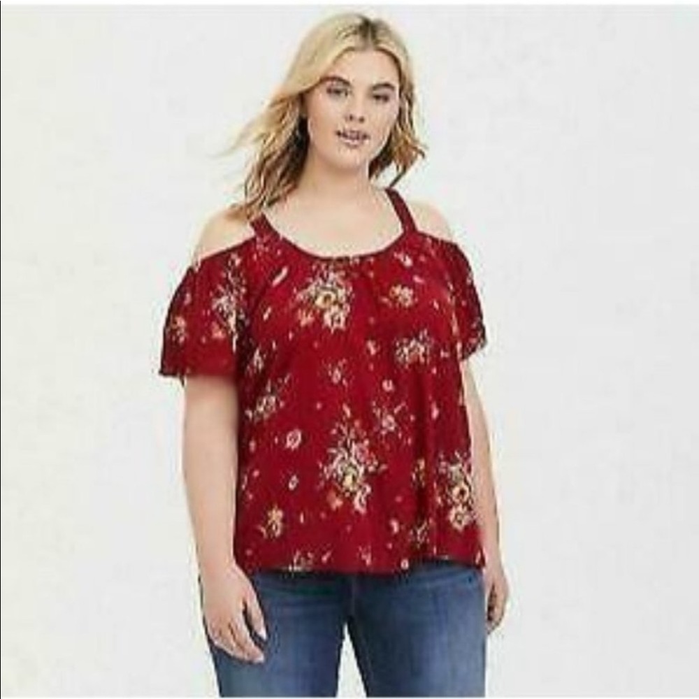 NWOT TORRID Floral Cold Shoulder Blouse Sz 2X